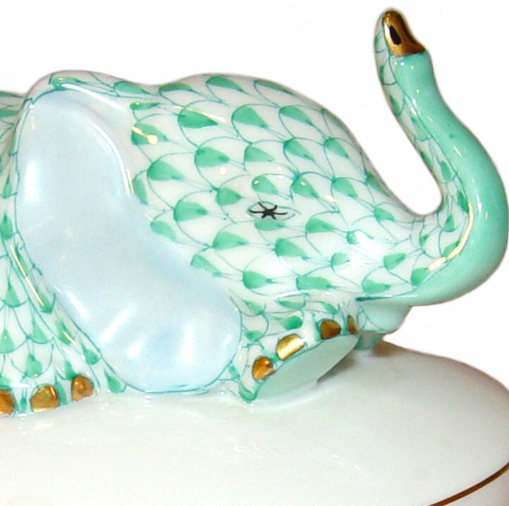 Herend Elephant Porcelain Box Jewelry Trinket Box First