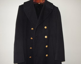Vtg Official US Naval Academy Navy Wool Overcoat Size 40 Regular