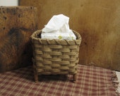Antique Clothespin Handwoven Basket Primitive Style, Primitive Laundry Room, Snippet Basket for Rug Hooking, Facial Tissue Basket, Upcycled
