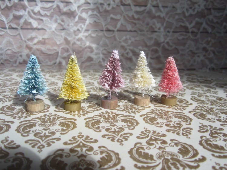Bottle Brush Christmas trees table decor Pastel by WestofChelsea