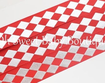 Red Jester Diamond Grosgrain Foil Print