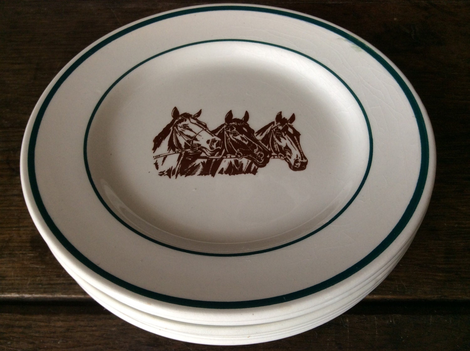 Vintage French horse tea dinner plates set of 6 by
