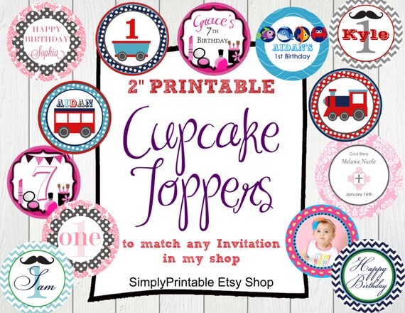 Matching PRINTABLE Cupcake Toppers (Digital File) Il_570xn