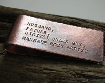 Fathers Day Personalized Money Clip in Copper-Fathers Day Gift-Gift for Fathers Day-Moneyclip for Dad