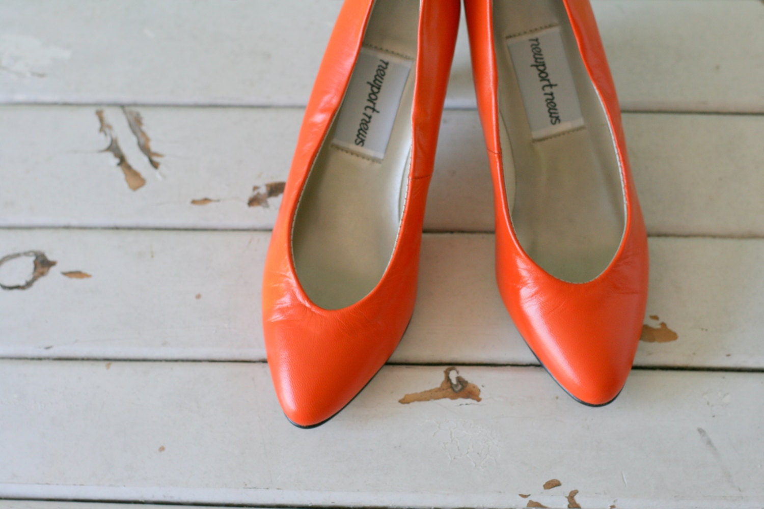 orange designer heels