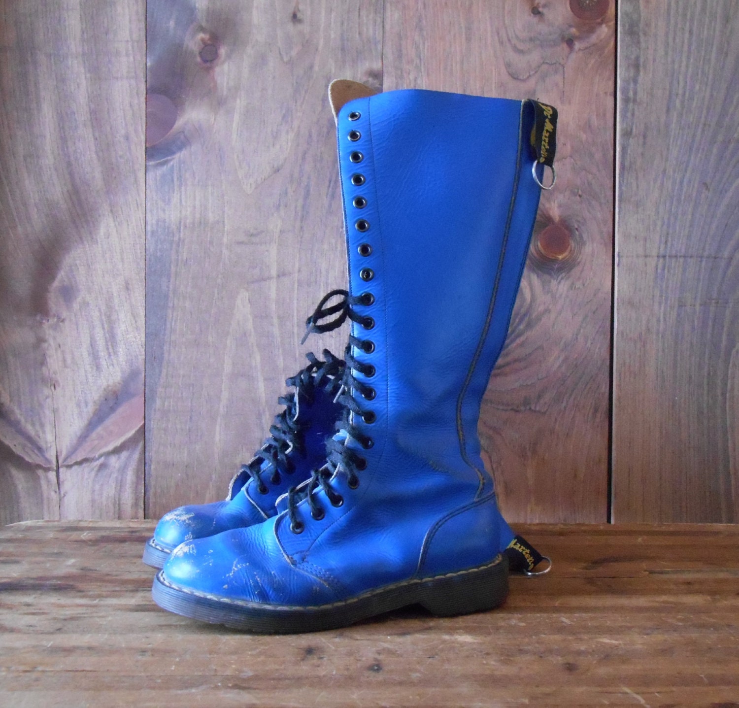 1980s electric blue 20-eyelet doc marten combat boots