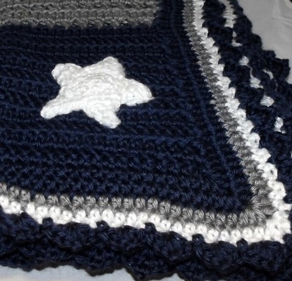 Items similar to Crochet Baby Receiving Blanket Dallas Cowboy Team
