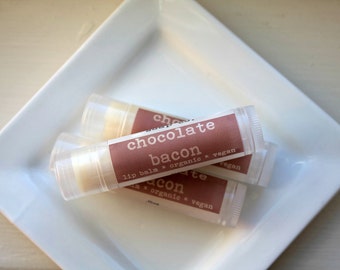 CHOCOLATE BACON Vegan Lip Balm, Organic Lip Balm, .15oz tube