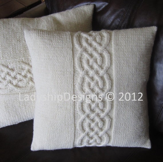 Cable knit pillow cover pattern, knit pattern pdf, Celtic ...