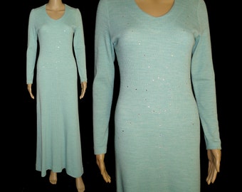 Vintage 1970s Dress . Maxi . Rhinestones . Femme Fatale . Garden Party . Bohemian . Pinup Bombshell
