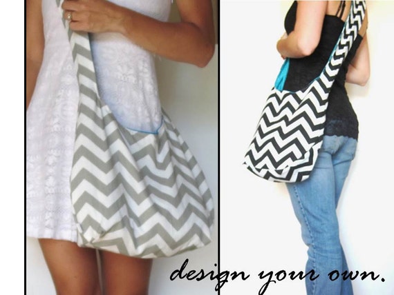 hobo bag. large cross body bag. reversible purse. Design Your Own ...