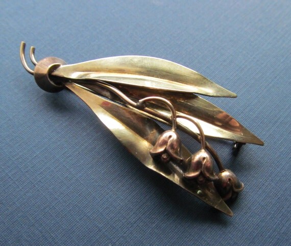 Vintage Gold Filled Over Silver Lily Of The Valley Brooch By
