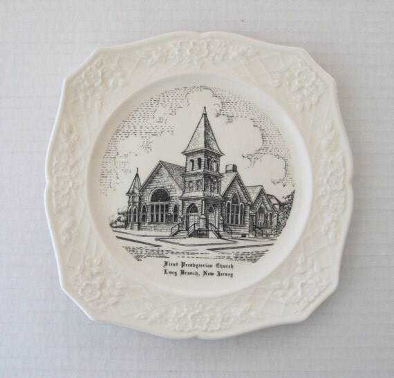 1950s Porcelain Commemorative Church Plate First by QuiltCitySue