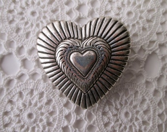silver western cowboy belt buckle - supplies, heart