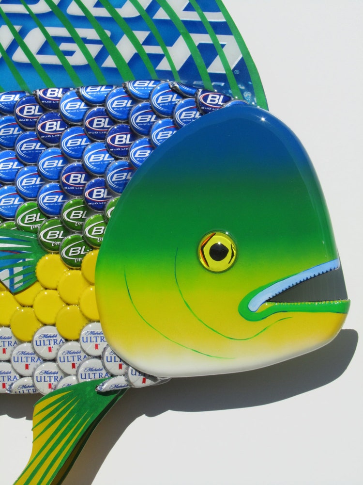 Bottle Cap Fish Metal Wall Art Mahi Mahi Dolphin by EricsEasel