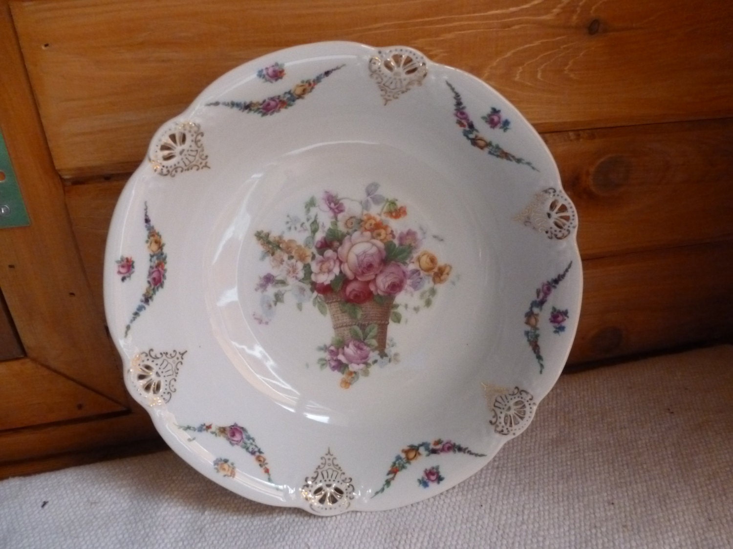 Serving Bowl Signed Germany Fine China Made in Germany Adorned with