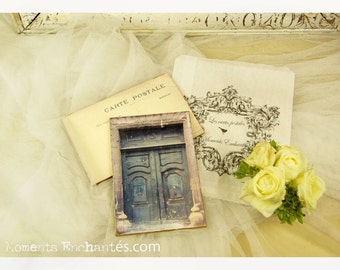 Postcard France Dijon "La porte bleue" carterie artistique