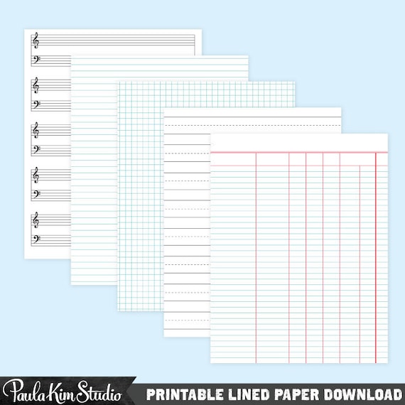 printable lined paper digital download pack jpg files