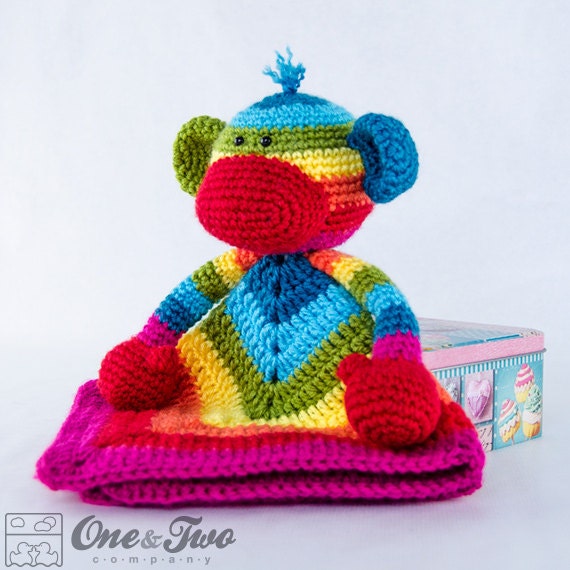 Rainbow Sock Monkey Lovey / Security Blanket PDF Crochet