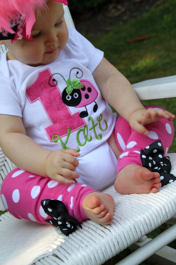 First Birthday Outfit -- Little Lady - Hot Pink, lime green and black ...