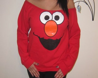 Womens Custom Altered Scoop Slouchy Tunic Sesame Street Cookie