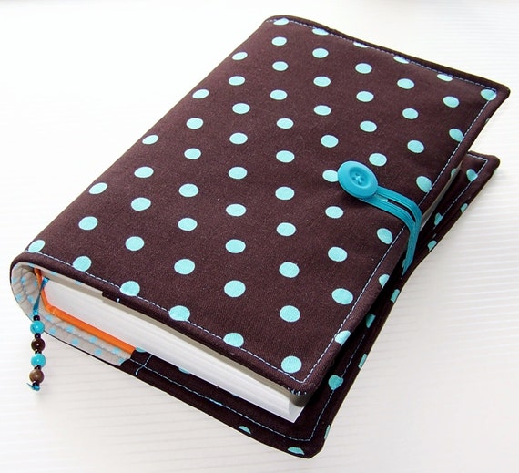 Large Book Jacket in Turquoise Polka Dots