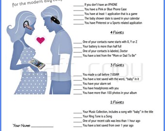 710 New baby shower game cell phone 983 Baby Shower Game Whats in your phon e Game for Couples Shower   