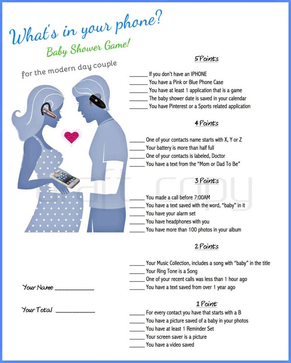 Baby Shower Game PrintableGame for Couples Shower