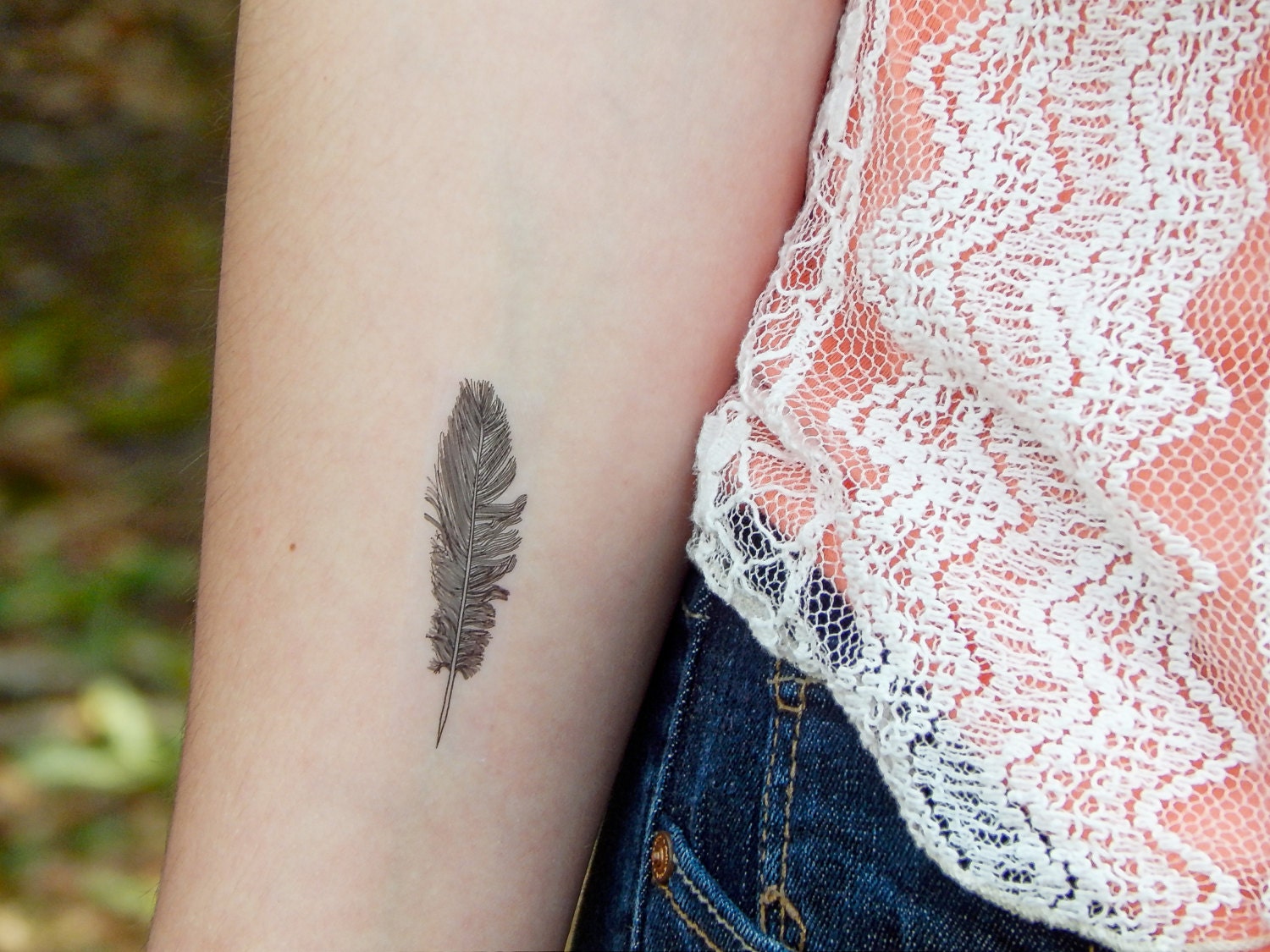 Feather Tattoo Temporary Tattoo Boho Style Feather
