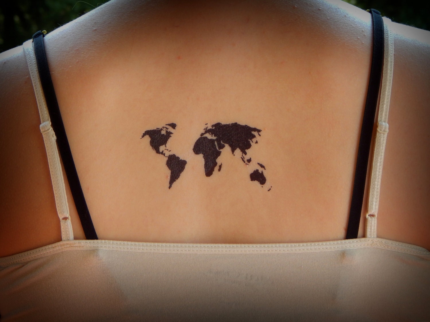 World Map Temporary Tattoo Map Outline Tattoo by ...