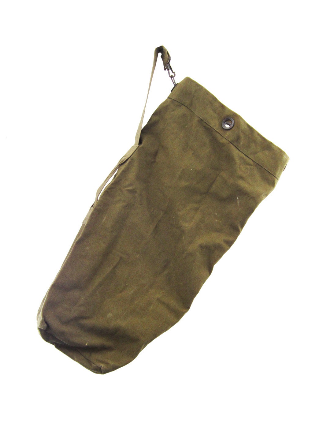 Vintage 70s Army Duffel Bag Canvas Olive Drab Deployment Bag