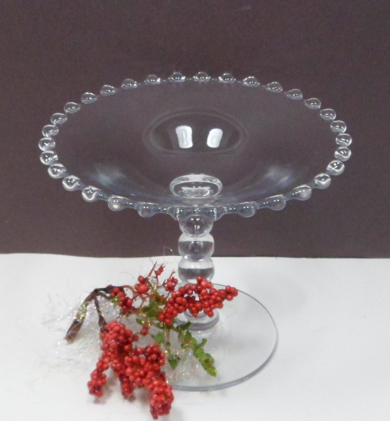 Vintage Serving Compote Candlewick Crystal Candy Dish 4 Ball Stem