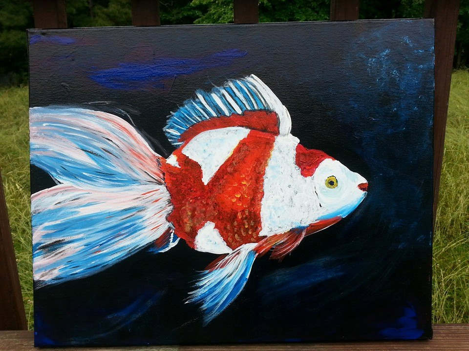 Abstract Painting Goldfish Acrylic by AtkinsonCreations on Etsy