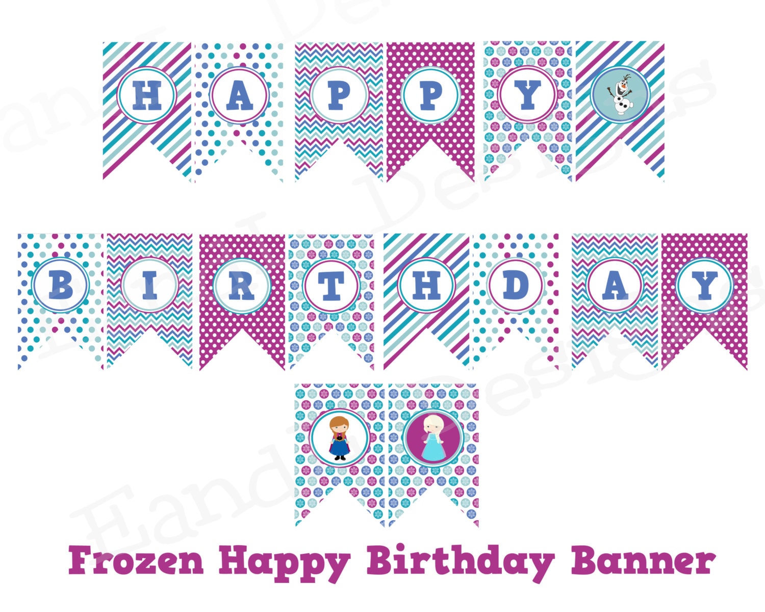 Frozen Happy Birthday Banner Instant Download Printable