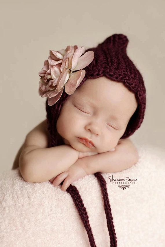 pattern pixie crochet hat newborn scallop  crochet newborn edge Pattern side  and ties) KNIT (with PDF