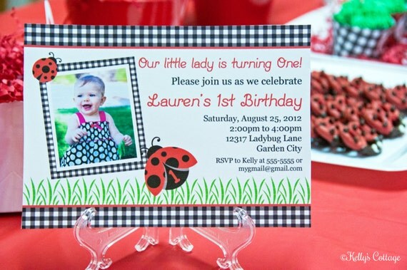 Ladybug Birthday Party Photo Invitation.... Custom, Printable, Digital Il_570xn