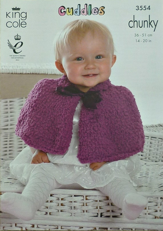 Baby Knitting Pattern K3554 Babies Short Cape Knitting Pattern Cuddles Chunky...