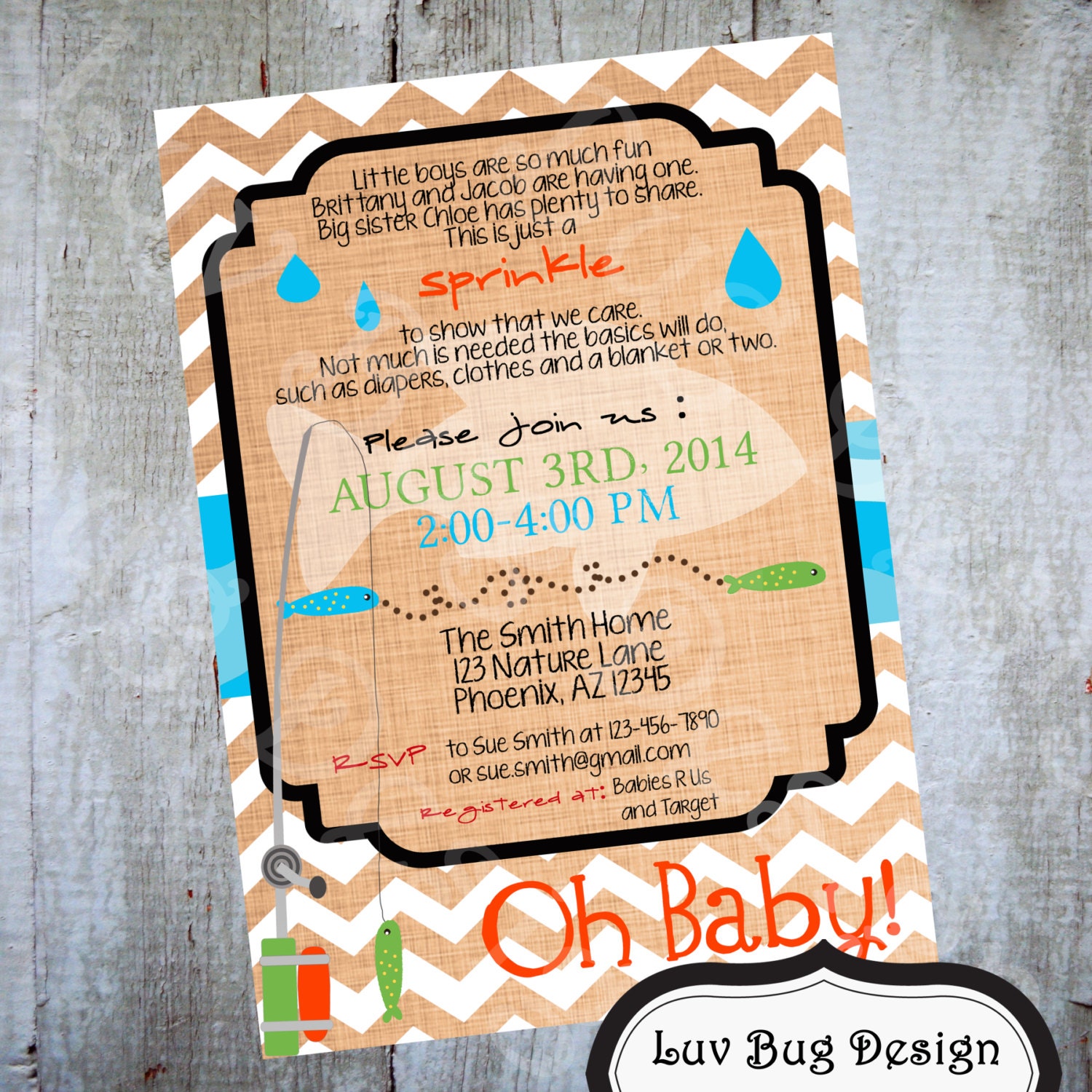 Fishing Baby Shower Invitation Printable party by luvbugdesign