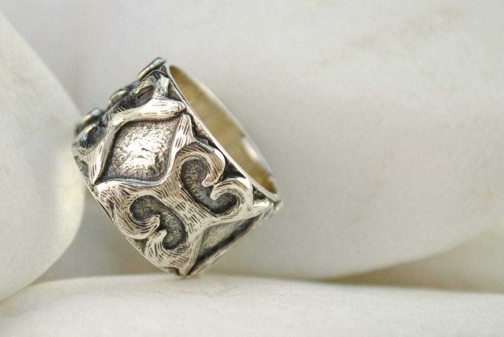 Byzantine Band Ring Handmade Solid Sterling Silver