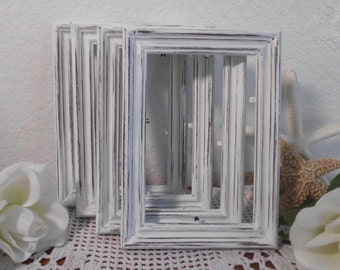 White Wedding Table Number Frame Rustic Shabby Chic Picture Photo Decoration Beach Cottage French Country Farmhouse Home Decor 4 x 6 5 x 7