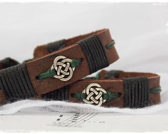 Men's Leather Bracelet, Leather Celtic Bracelet, Irish Norse Bracelet, Gaelic Leather Bracelet, Nordic Leather Cuff, Leather Jewelry For Men