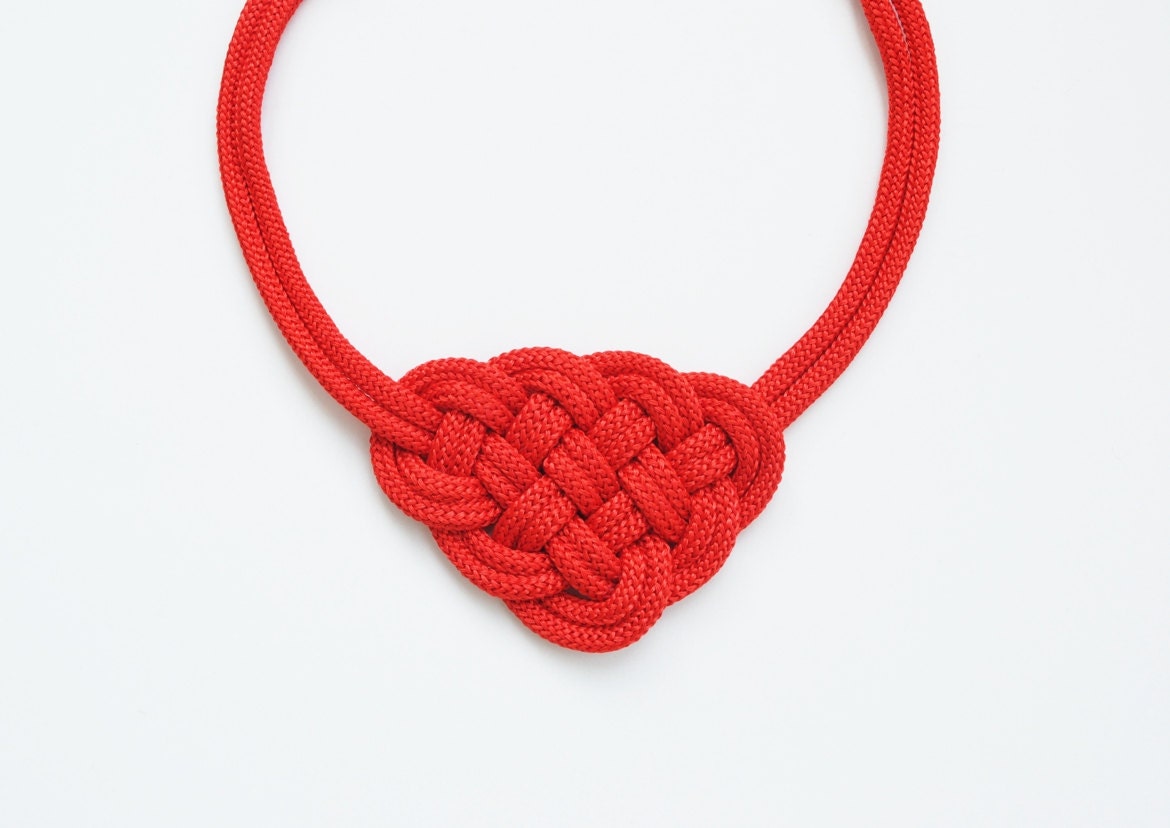 Red Necklace Knot Necklace Rope Necklace Nautical Necklace