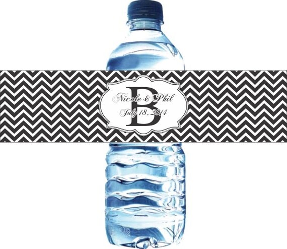 100 Chevron Wedding Water Bottle Labels - Waterproof Self Stick Labels Il_570xn