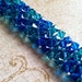 The Erica- Ocean Capri Blue and Indicolite Swarovski Crystal Right Angle Weave Bangle Cuff Bracelet