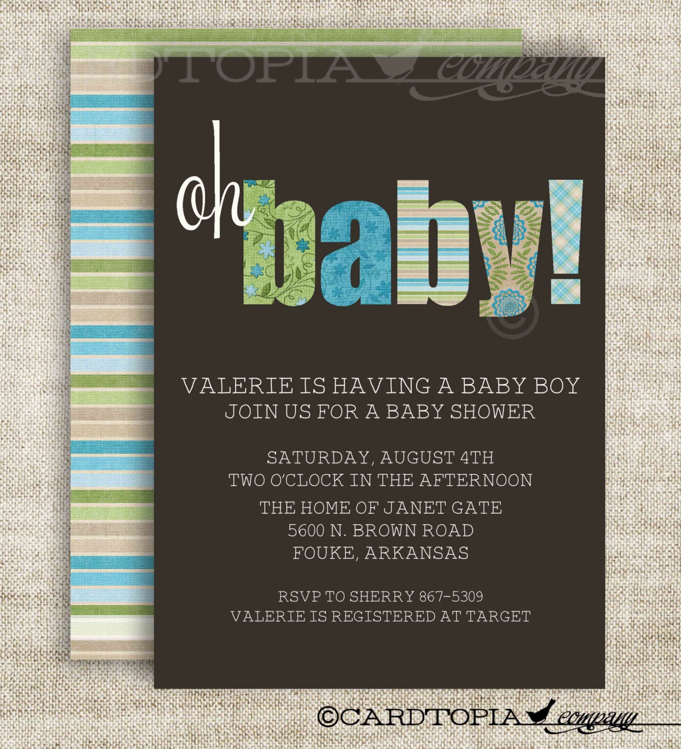 BOY BABY SHOWER Invitations Oh Baby Digital diy