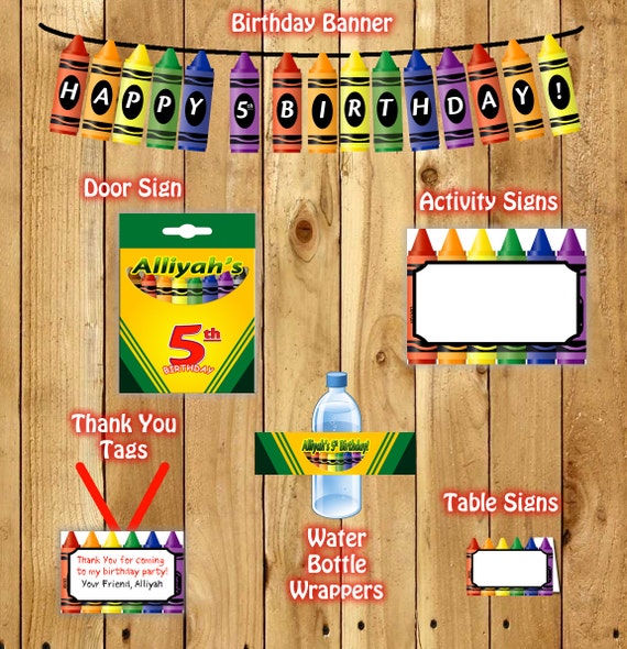 Crayola Birthday package Craft Birthday Party by JRCreativeDesigns