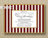Maroon & White Graduation Invitation Stripes with Gold Trim Grad Party University College Graduate Printable Digital or Printed- Loreen Il_170x135
