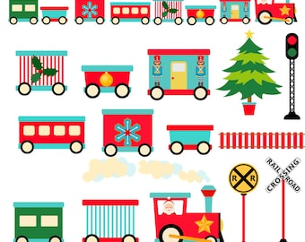 Christmas Clipart, Train Clipart, Christmas train, Instant download