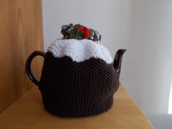 Hand Knitted Christmas Pudding Tea Cosy