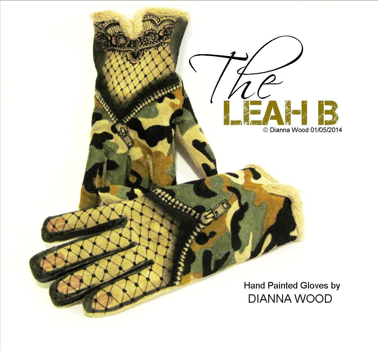 Hand painted gloves The Leah B Camo black